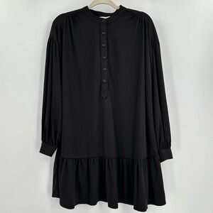 Elizabeth and James Women’s Black Half Button Bubble Sleeves Tunic/Dress Size M